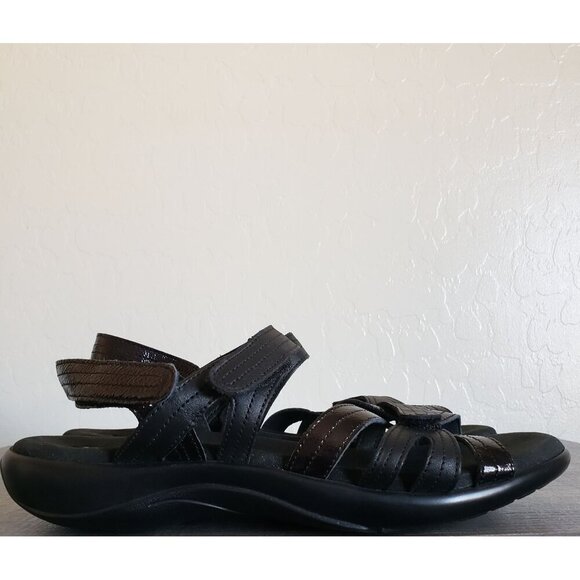 SAS Pier Adjustable Heel Strap Leather Sandals Black Womens 10.5 Strappy Comfort - Picture 1 of 10